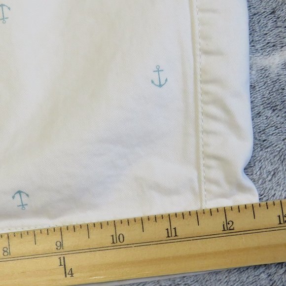 GAP*Men's 1.5" Belt Loop Small Teal Anchor Print White Flat Front Shorts~Size 38 - Picture 10 of 13